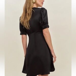 Reformation Avin Silk Dress Black